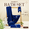Mrijaa Bamboo Bath Set | Majestic Bloom | Set of 3 | Royal Blue