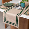 Golden with green stripes premium cotton table runner with 4 mats