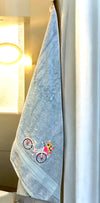 Bamboo Bath Towel – Vintage Bicycle Bliss (Turquoise)