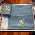 Bamboo Face Towel - Floral Cascade (Cadet Blue)
