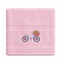 Bamboo Bath Towel – Bicycle Embroidery (Pink) | Ultra-Soft 600 GSM