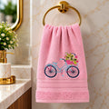 Mrijaa Bamboo Hand Towel – Vintage Bicycle Bliss (Pink)